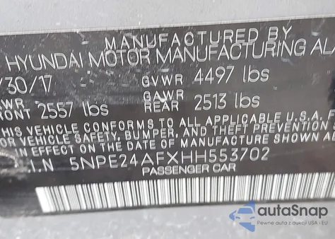 2017 Hyundai Sonata Se из США, поврежденный, VIN 5NPE24AFXHH553702